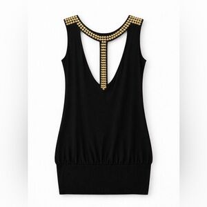 Twenty One Y2K Black Mini Dress Studded Back Bubble Hem